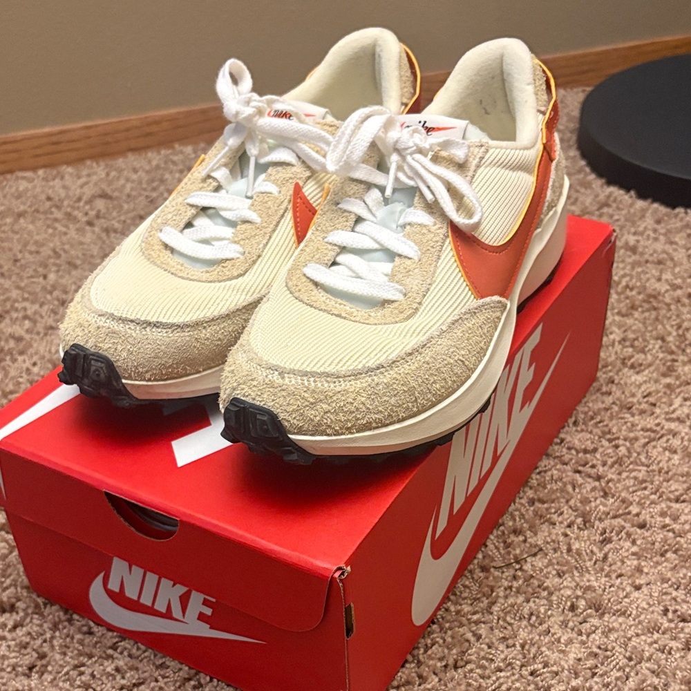 Nike Women's Cream and Orange Sneakers